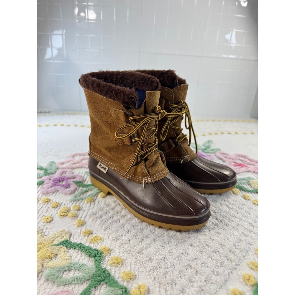 Kamik KW2000 Mens Brown Suede Wool Blend Insulated Winter Snow Duck Boots Size 8
